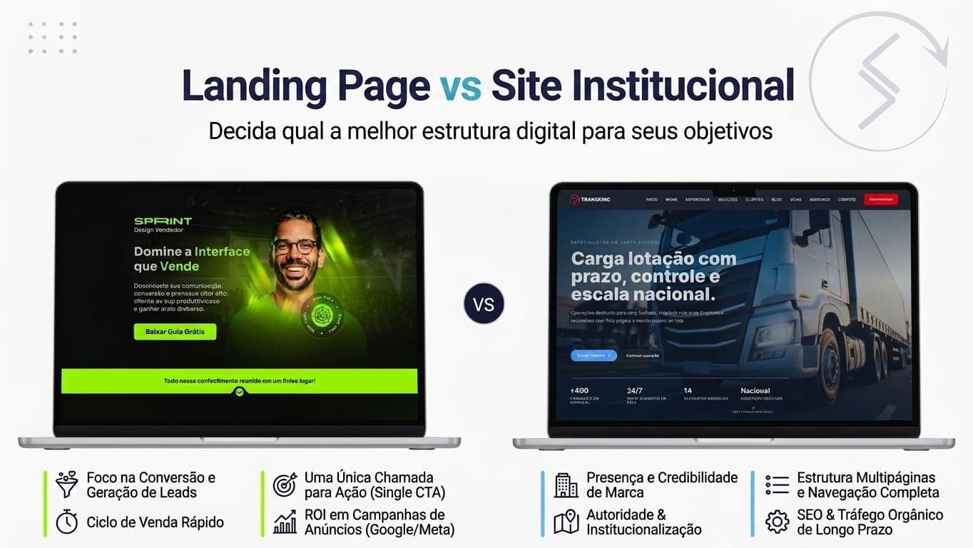 Comparativo entre Landing Page ou Site Institucional - Simplifica Sites